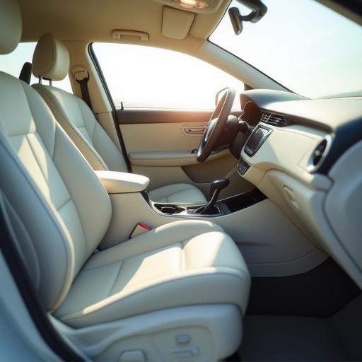 Sauberer, heller Innenraum eines Fahrzeugs mit frischen Polstern